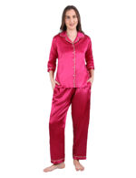 Bridal Night Suit –WOE138 ROSE RED - Image 5