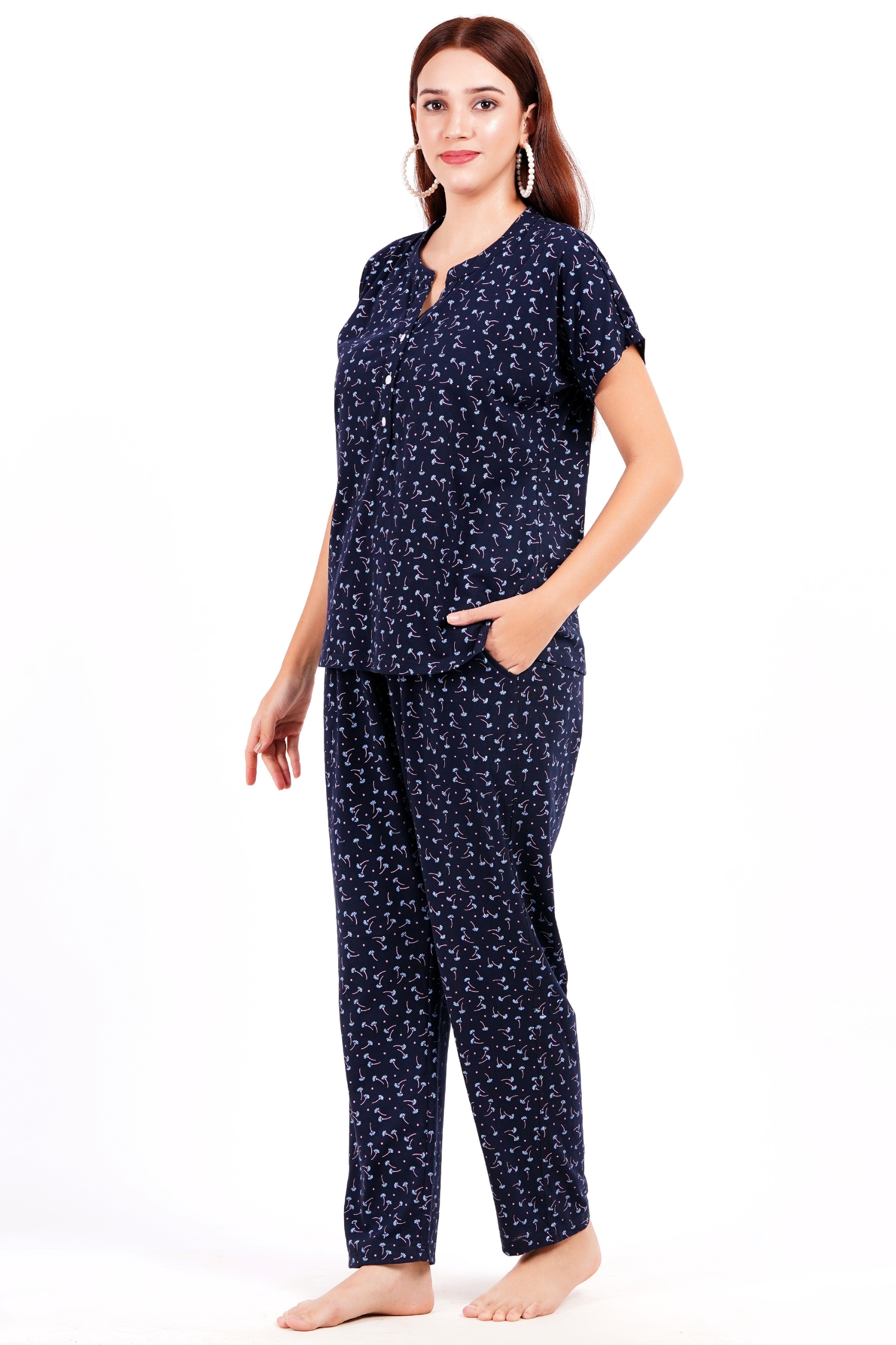 Untitled design (30) Mandarin Collar – WOE115NAVY - Image 1