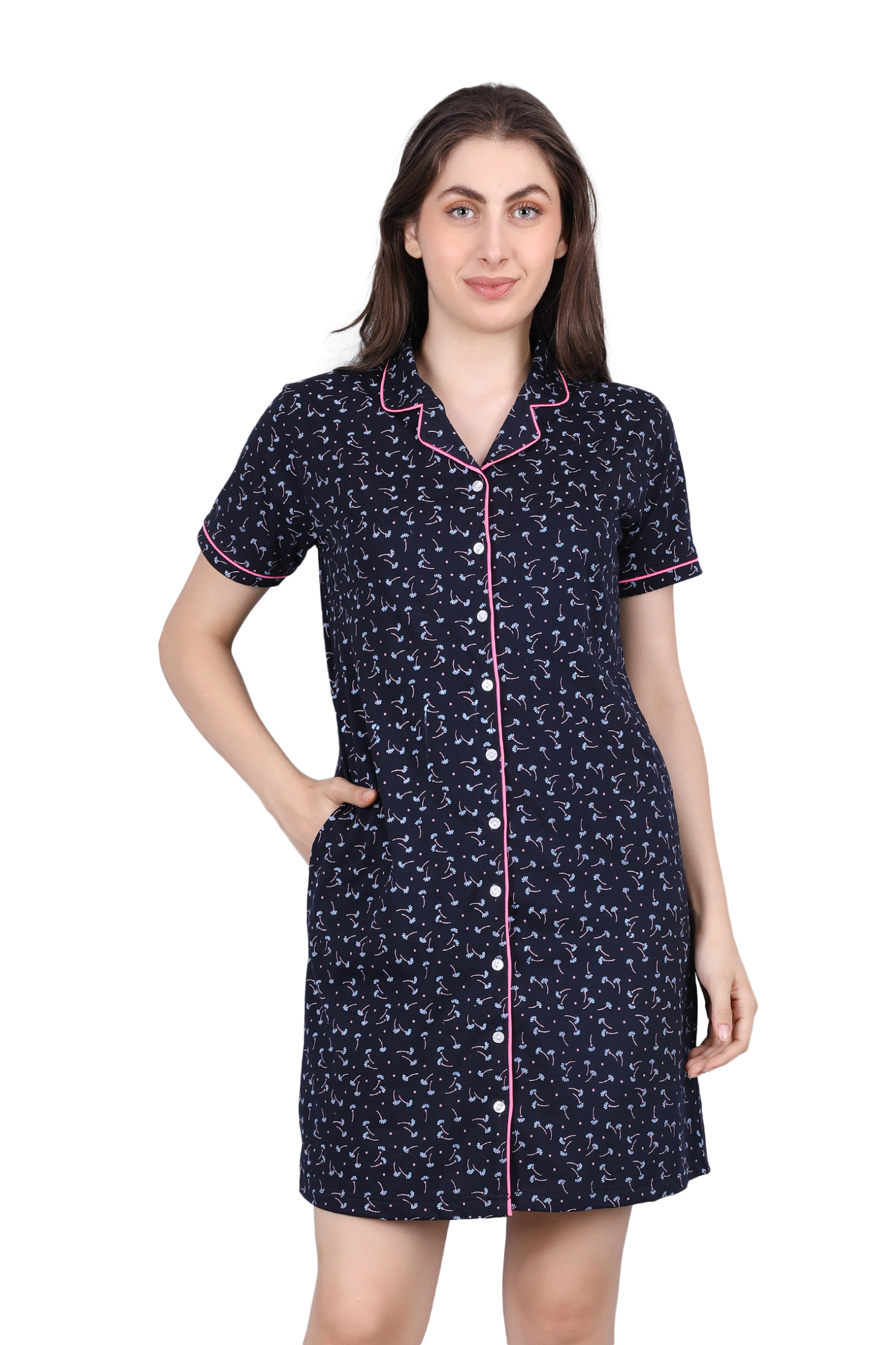 Untitled design (35) Sleep Shirt –WOE146 NAVY - Image 1