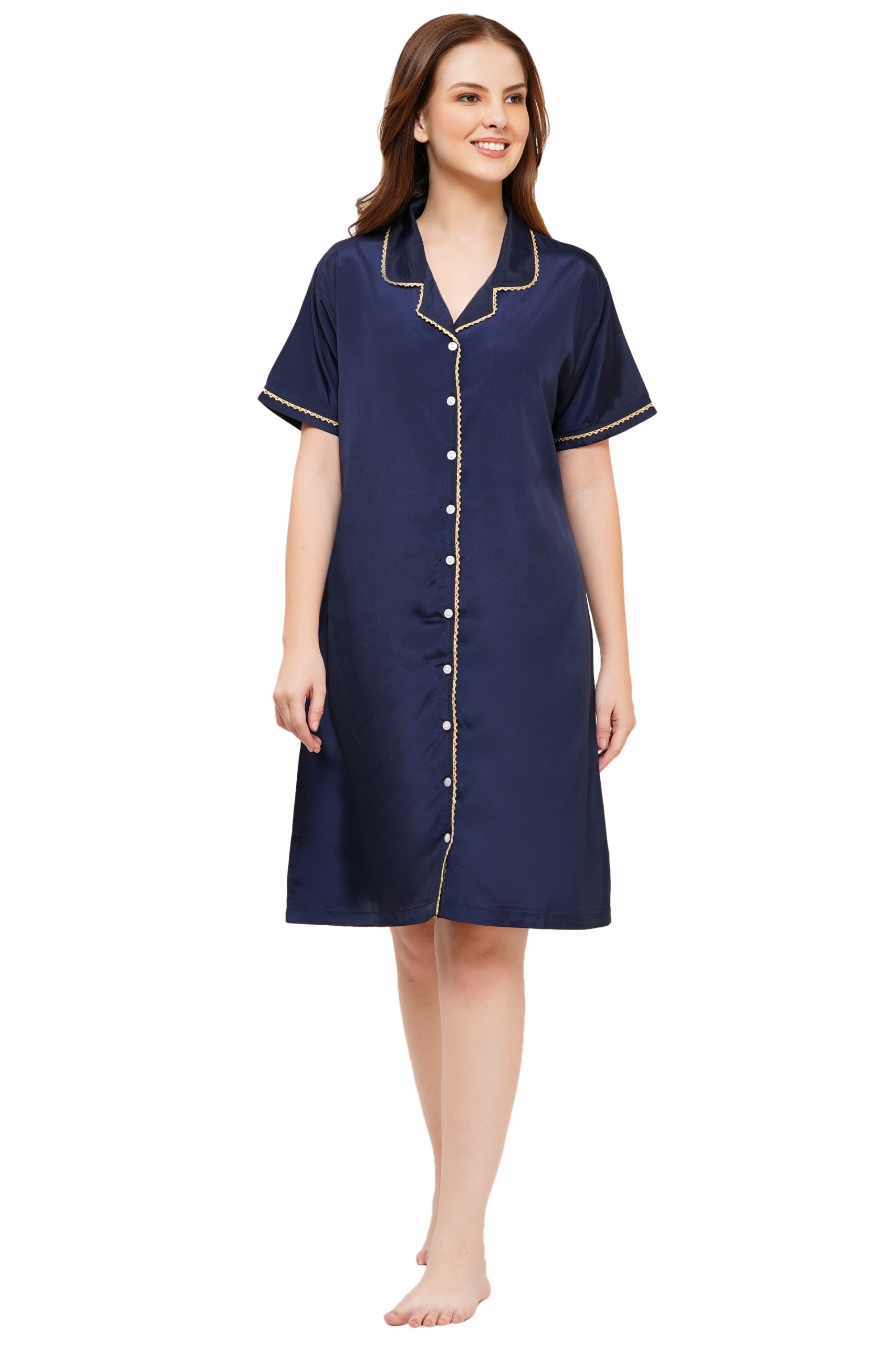 Untitled design (50) Bridal Night Dress – WOE163 NAVY - Image 1