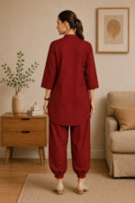 Women's Cotton Flex Indo-Western Co-Ord Set (Rust Red Tunic & Pant) - WOE-190 RUST - Image 4