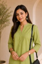 Women's Cotton Flex Indo-Western Co-Ord Set (Pista Green Tunic & Pant) - WOE-191 PISTA - Image 7