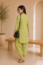 Women's Cotton Flex Indo-Western Co-Ord Set (Pista Green Tunic & Pant) - WOE-191 PISTA - Image 6